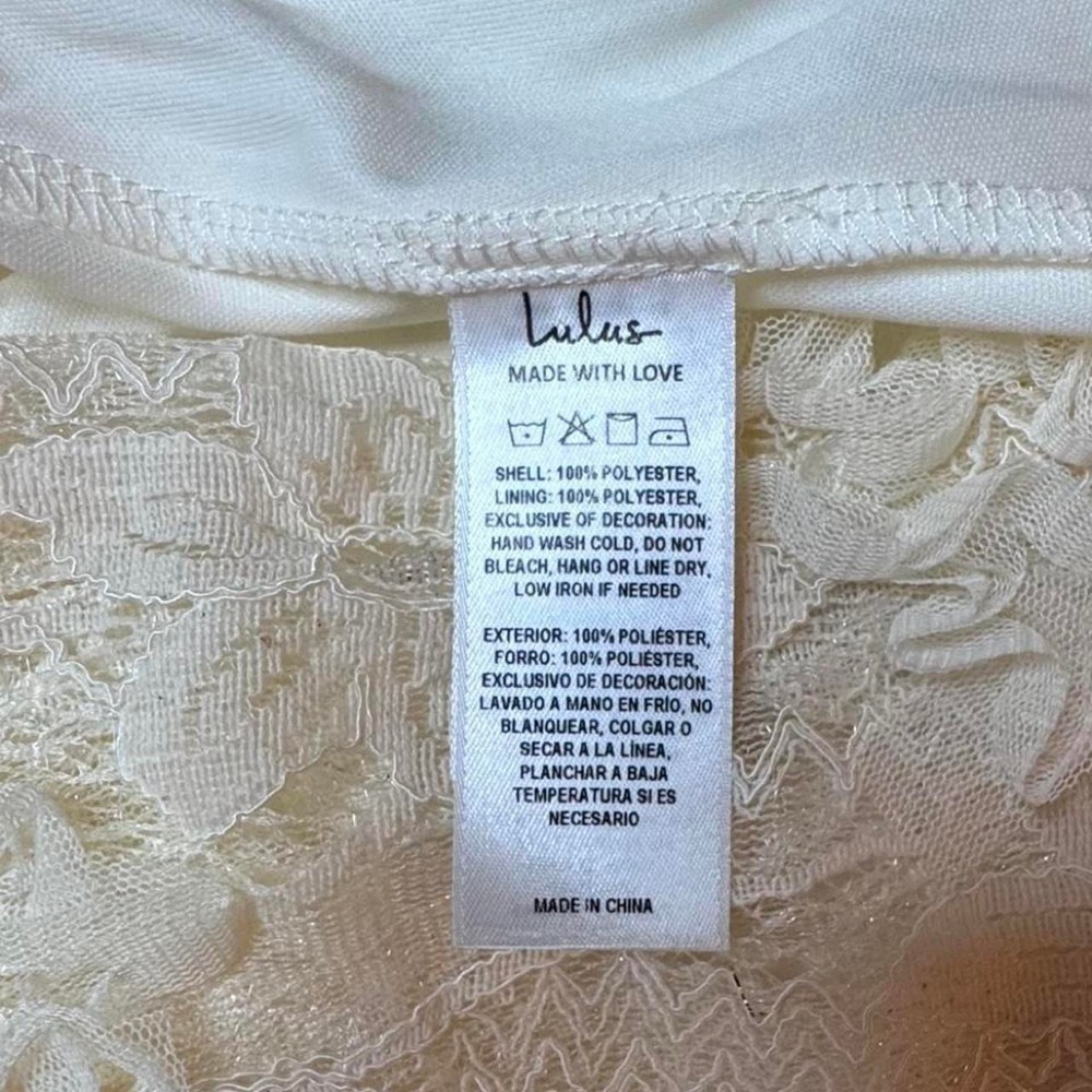 Lulus White Lace Mini Dress with Floral Embroidery Cream lace dress - Picture 7 of 7